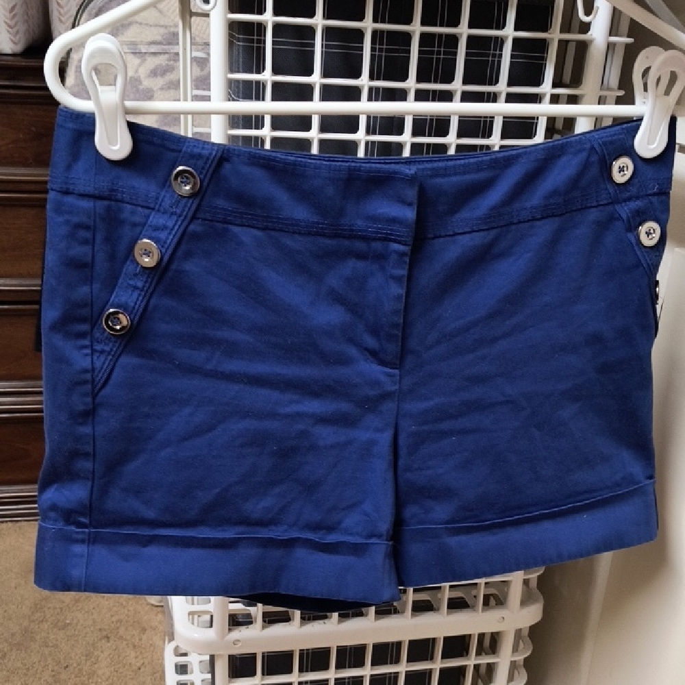 Women's Blue Button-Accent Shorts